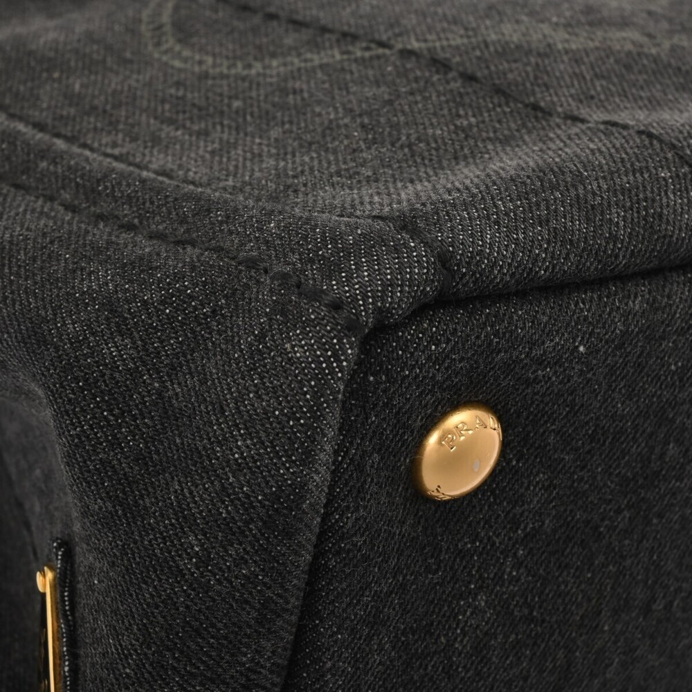 Prada Canapa Handbag Black Tote Denim - Picture 6 of 11